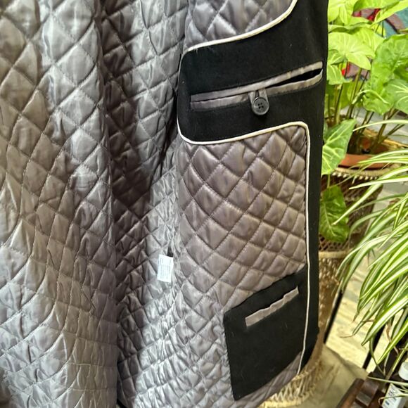 Calvin Klein Wool Blend, Black Overcoat Winter Jacket w/ Quilted Lining size L - Picture 9 of 11